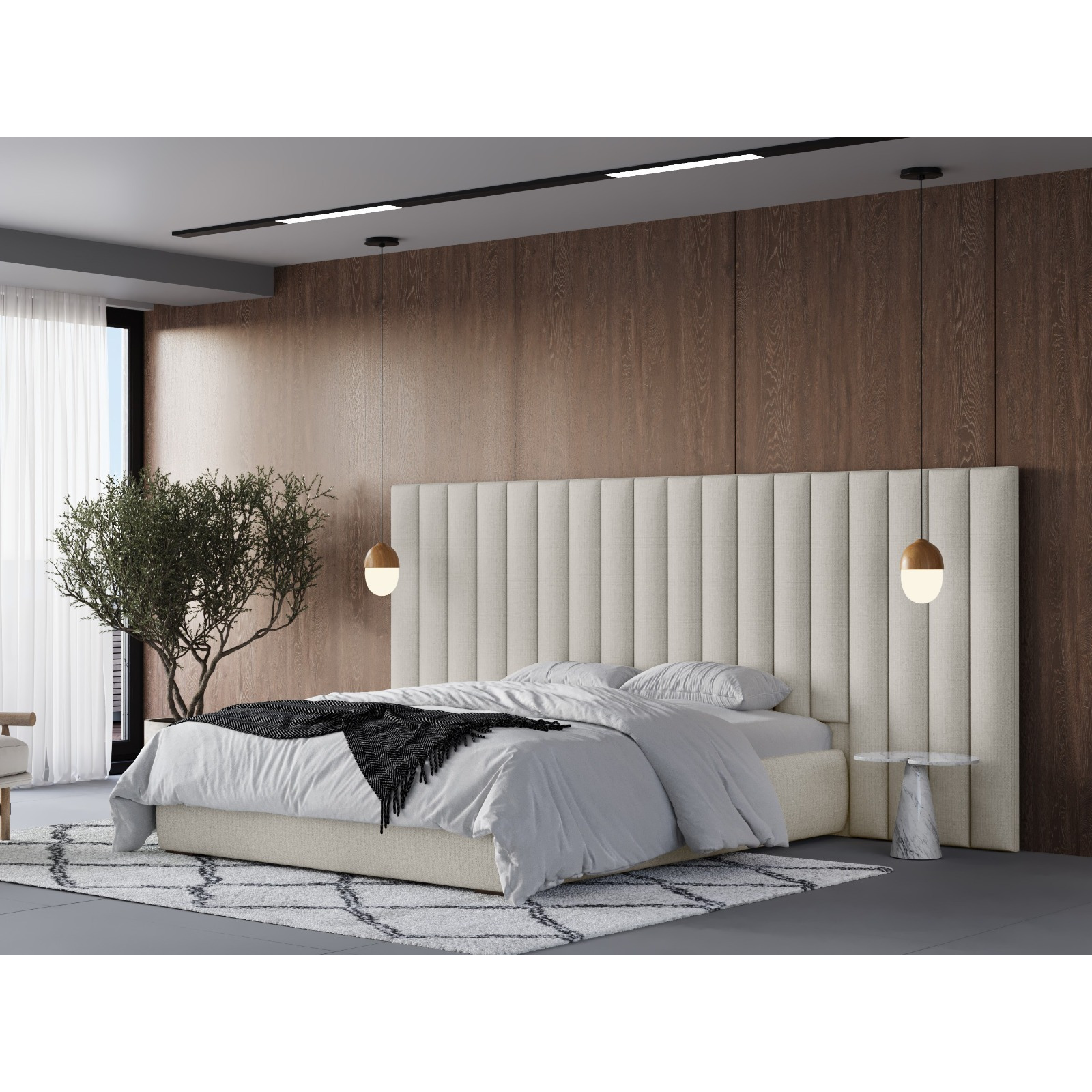 Flair Rosita Hotel Bed With Wide Panelled Headboard Cream Kingsize - image 1