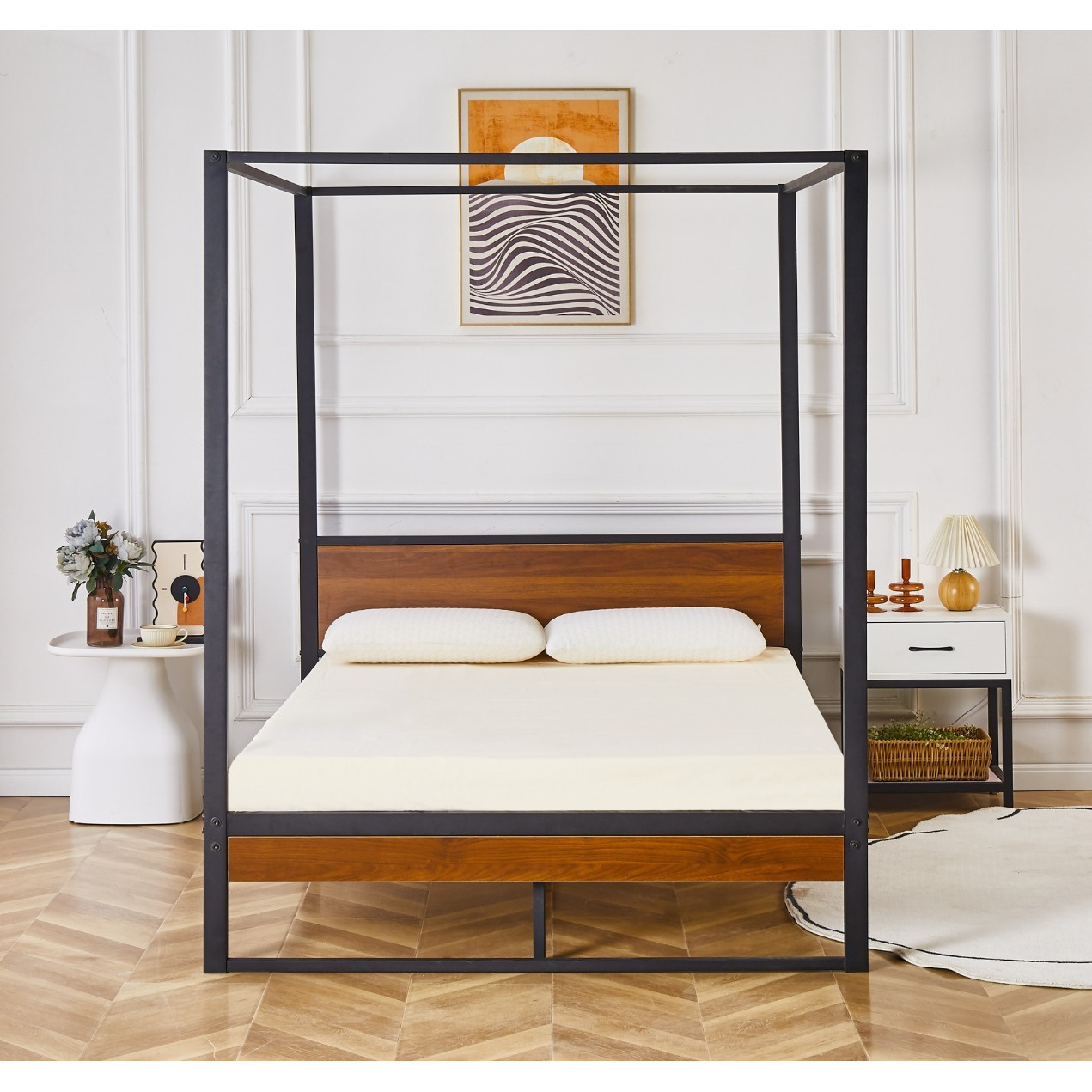 Flair Rockford Wooden Metal 4 Poster Bed Frame Small Double - image 1