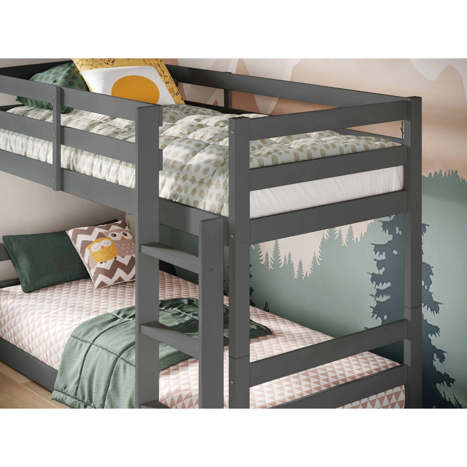 Flair Shasha Low Shorty Wooden Bunk Bed Grey - image 1