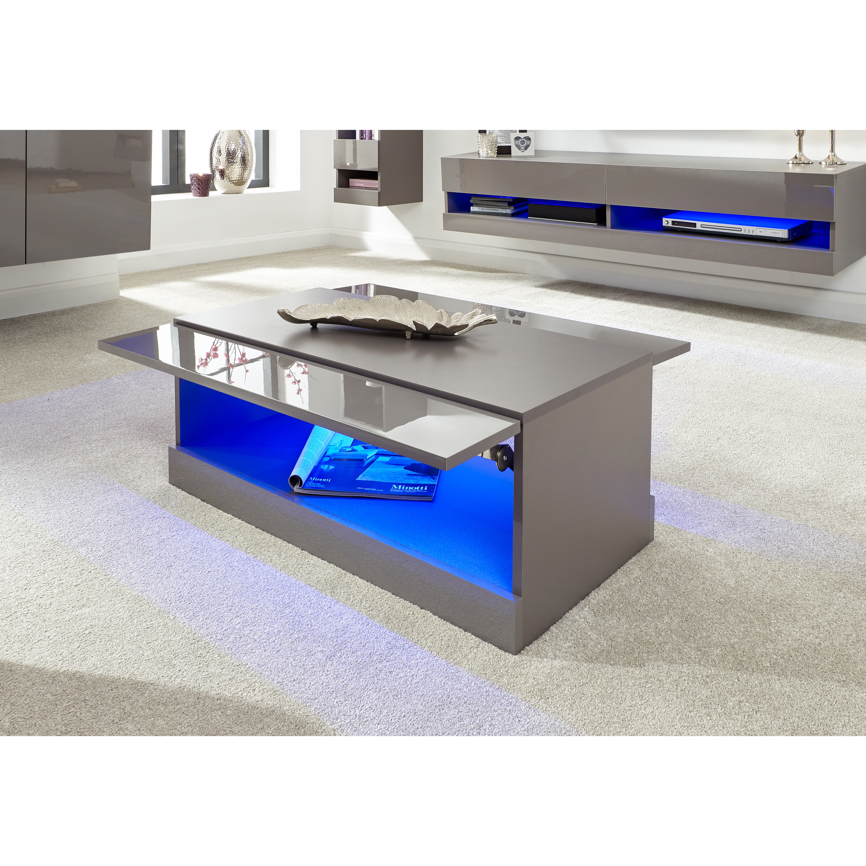 GFW Galicia Coffee Table With LED Grey - image 1