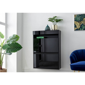 GFW Galicia Wall Hanging Two Tier Shoe Cabinet Black