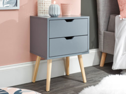GFW Nyborg Single 2 Drawer Bedside Table - Dark Grey - thumbnail 3