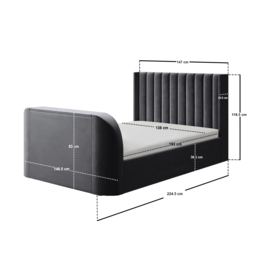 Flair Fallon TV Side Lift Ottoman Bed Charcoal Velvet Double - thumbnail 7