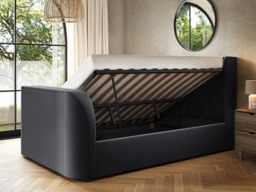 Flair Fallon TV Side Lift Ottoman Bed Charcoal Velvet Double - thumbnail 2