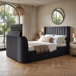 Flair Fallon TV Side Lift Ottoman Bed Charcoal Velvet Double - thumbnail 1