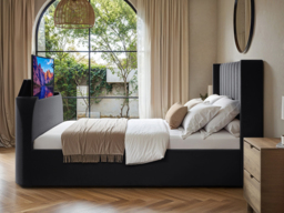 Flair Fallon TV Side Lift Ottoman Bed Charcoal Velvet Double - thumbnail 3