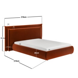 SOLACE+CO Sigrid Burnt Orange Velvet Cushion Headboard Ottoman Bed Double - thumbnail 7