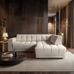 SOLACE+CO Asta 3-Seater Right Corner Sofa Cream Fabric - thumbnail 1
