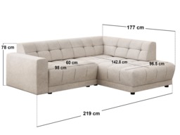 SOLACE+CO Asta 3-Seater Right Corner Sofa Cream Fabric - thumbnail 5