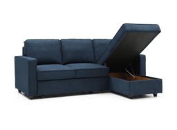Firbank Corner Sofa Bed - Themis Blue Soft Textured Weave - thumbnail 6