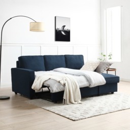 Firbank Corner Sofa Bed - Themis Blue Soft Textured Weave - thumbnail 3