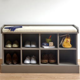 GFW Kempton Hallway Shoe Storage Bench -Grey - thumbnail 1