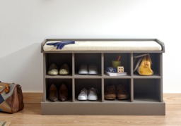 GFW Kempton Hallway Shoe Storage Bench -Grey - thumbnail 2