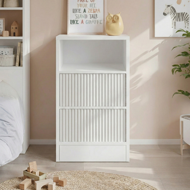 Flair Luca 3 Tier Storage Unit with Ribbed Doors White - image 1