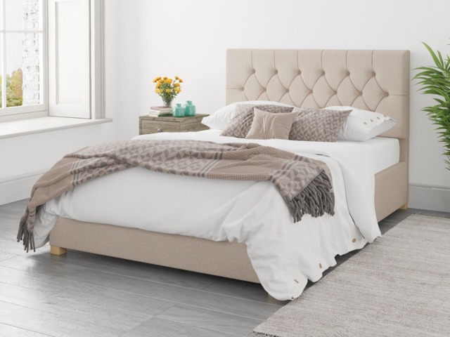 Aspire Olivier Ottoman Bed Saxon Twill Natural - Single - image 1