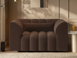SOLACE+CO Halle Channel Tufted Loveseat Brown Velvet - thumbnail 2