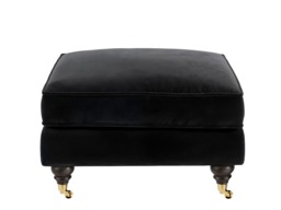 SOLACE+CO Addison Footstool with Caster Legs Black Velvet - thumbnail 3