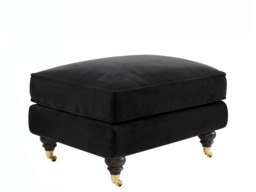 SOLACE+CO Addison Footstool with Caster Legs Black Velvet - thumbnail 2