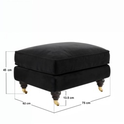 SOLACE+CO Addison Footstool with Caster Legs Black Velvet - thumbnail 4