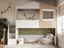 Flair Dreamland House Staircase Mid Sleeper White & Oak - thumbnail 2