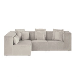 SOLACE+CO Anders Left Corner Modular Sofa Beige Velvet - thumbnail 3