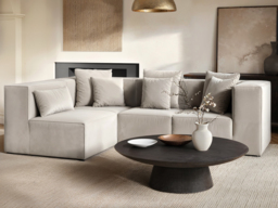 SOLACE+CO Anders Left Corner Modular Sofa Beige Velvet - thumbnail 1