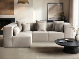 SOLACE+CO Anders Left Corner Modular Sofa Beige Velvet - thumbnail 2