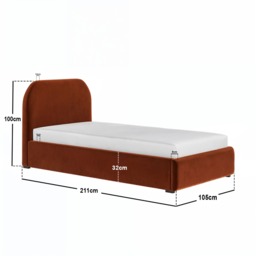 Flair Alba Single Ottoman Bed Velvet Orange - thumbnail 6