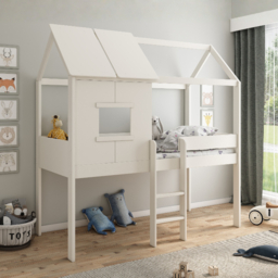 Kids Avenue Midi Playhouse Mid Sleeper Bed Frame White - thumbnail 1