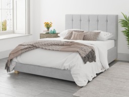 Aspire Hepburn Ottoman Bed Kimiyo Linen Silver - Small Double