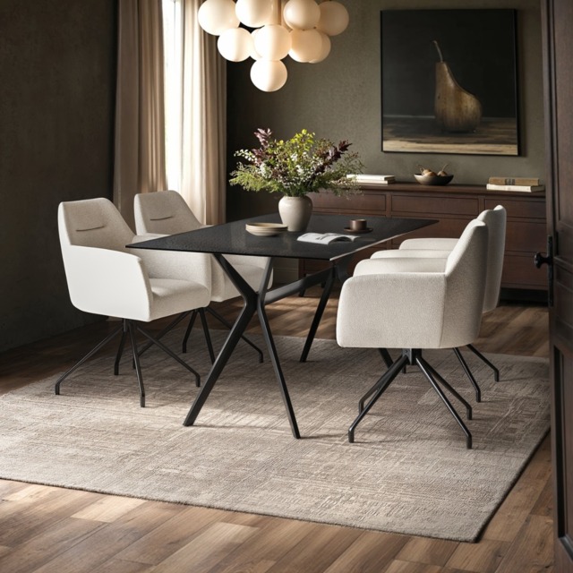 SOLACE+CO Emil Mottled Glass Dining Table with Isla Chairs Set of 4 - image 1