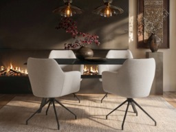 SOLACE+CO Emil Mottled Glass Dining Table with Isla Chairs Set of 4 - thumbnail 2