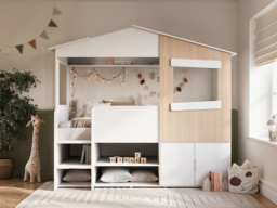 Flair Dreamland House Bed with Storage White & Oak - thumbnail 2