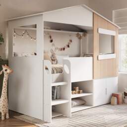 Flair Dreamland House Bed with Storage White & Oak