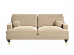SOLACE+CO Addison 3 Seater Sofa with Caster Legs Beige Velvet - thumbnail 4