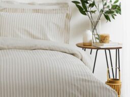 The Linen Yard Hebden Stripe Reversible Duvet Cover Set 100% Cotton-SuperKing-Natural - thumbnail 2