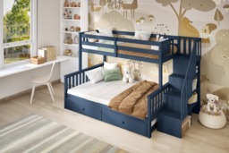 Flair Tag Triple Staircase Bunk Bed with Trundle Navy - thumbnail 2