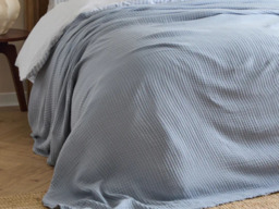 Yard Lark Muslin Cotton Oversized Throw 240x260cm-Mineral Blue - thumbnail 2