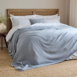 Yard Lark Muslin Cotton Oversized Throw 240x260cm-Mineral Blue - thumbnail 1