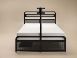 Recoil Panther Metal TV Bed with Storage and LED Headboard Black Metal Small Double - thumbnail 4