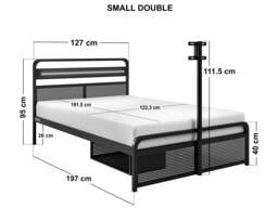 Recoil Panther Metal TV Bed with Storage and LED Headboard Black Metal Small Double - thumbnail 5