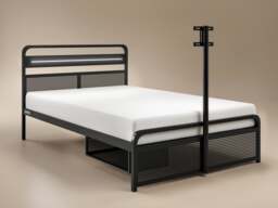 Recoil Panther Metal TV Bed with Storage and LED Headboard Black Metal Small Double - thumbnail 3
