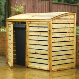 Rowlinson Outdoor Double Wheelie Bin Storage in Natural Timber