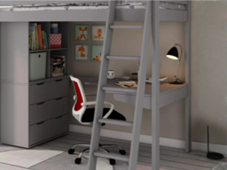 Kids Avenue Estella High Sleeper Bed with Desk and Storage Grey - thumbnail 3