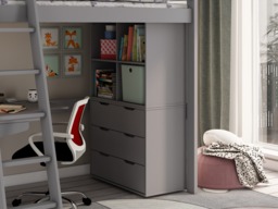Kids Avenue Estella High Sleeper Bed with Desk and Storage Grey - thumbnail 2