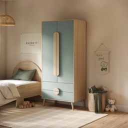 Flair Noah 2 Door Wardrobe with 2 Drawers Sage Green & Oak