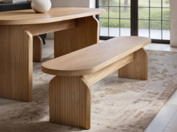 SOLACE+CO Varm Ribbed Oval Dining Table with Bench & Eira Chairs Set of 4 - thumbnail 3