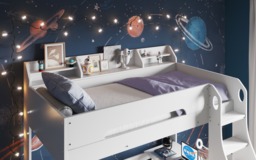 Flair Cosmic High Sleeper White with Futon White/Black - thumbnail 3