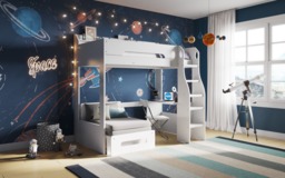 Flair Cosmic High Sleeper White with Futon White/Black - thumbnail 2