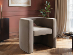 SOLACE+CO Leela Modern Accent Chair Beige Velvet - thumbnail 2